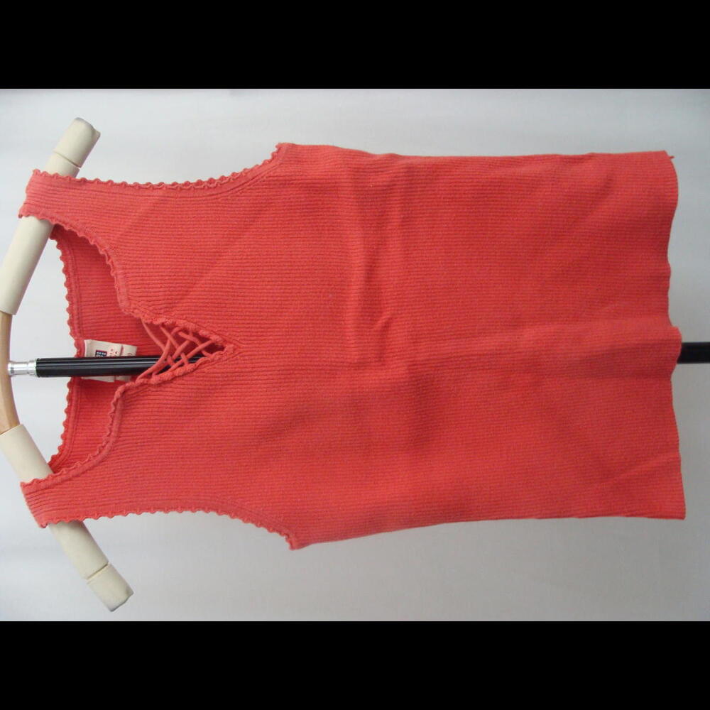 Coral Ribbed Tank Top with Unique Lacing